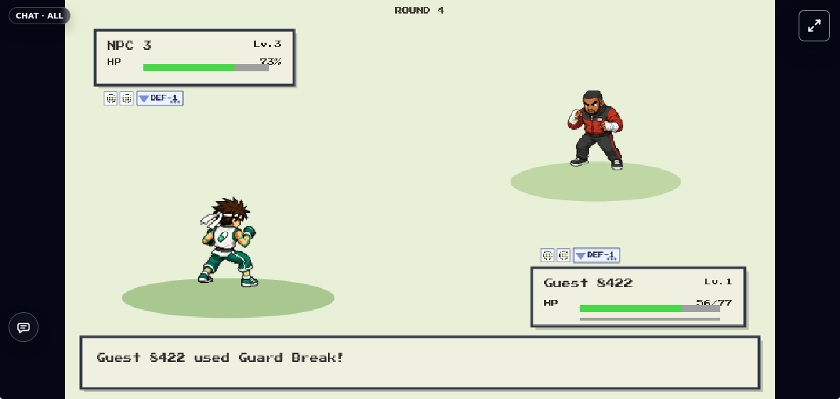 FightGame synchronized turn battle with two player states